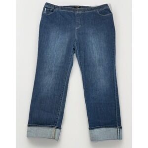 Women's Susan Graver Cuffed Denim Jeans Stretch Sz 20 WP‎ Pull On NO Pilling